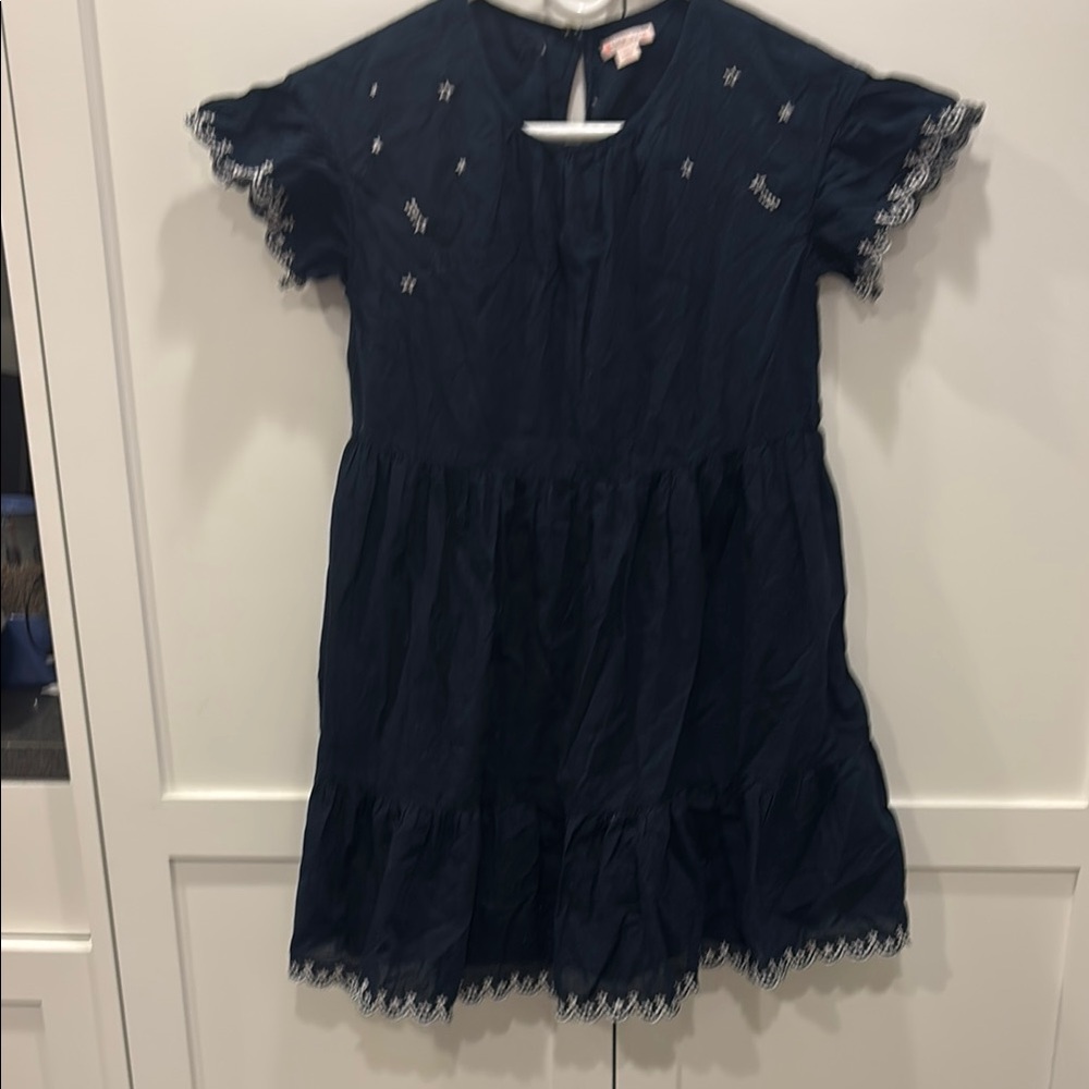 Crewcuts Blue Sundress with Flutter Sleeves and Smocked Waist